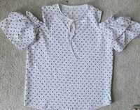 Biała bluzka 152 w serduszka dla dziewczynki