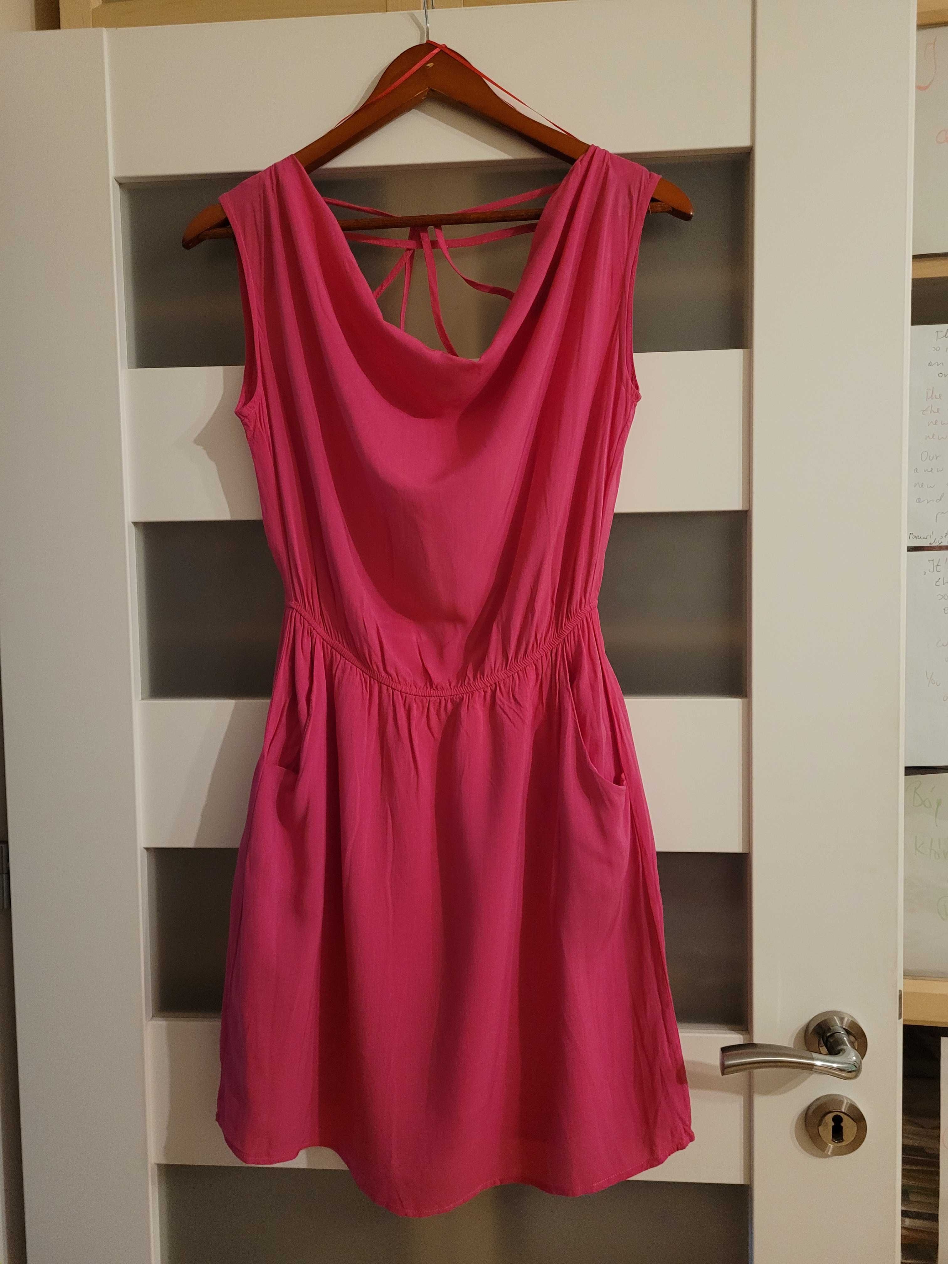 Śliczna różowa zwiewna sukienka z wiskozy, Reserved, 36