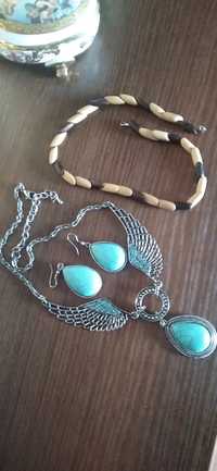 Ожерелье и серьги,деревяный чокер