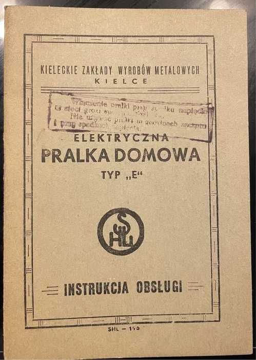 Instrukcja pralki domowej Typ E tzw. Franii