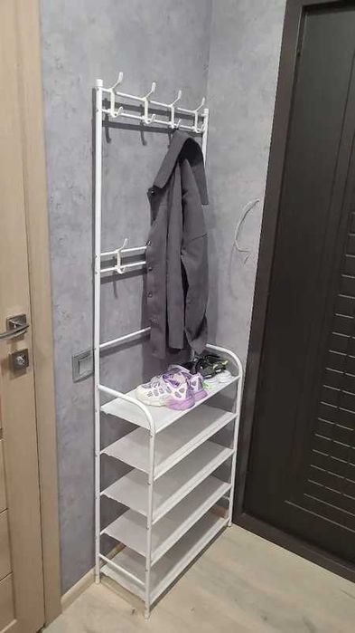 Вешалка-стойка для одежды и обуви 2в1 на 4 полки вішалка підлогова