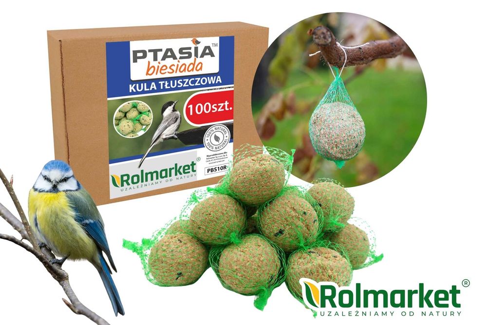 POKARM dla dzikich ptaków KULA tłuszczowa 90g 100szt kule karma
