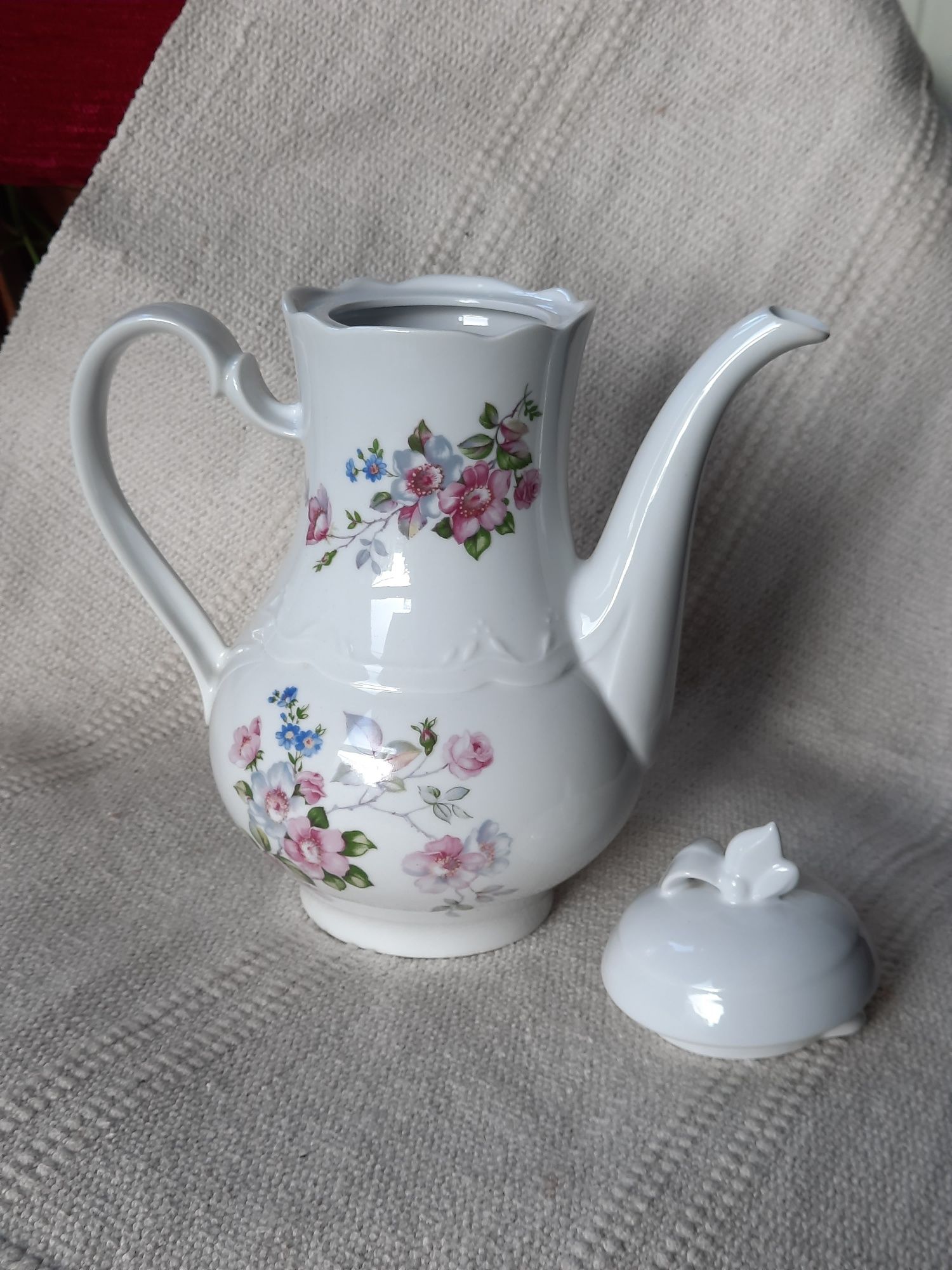 Dzbanek kahla kwiaty porcelana biała okrągły niemcy unikat kawa herbat