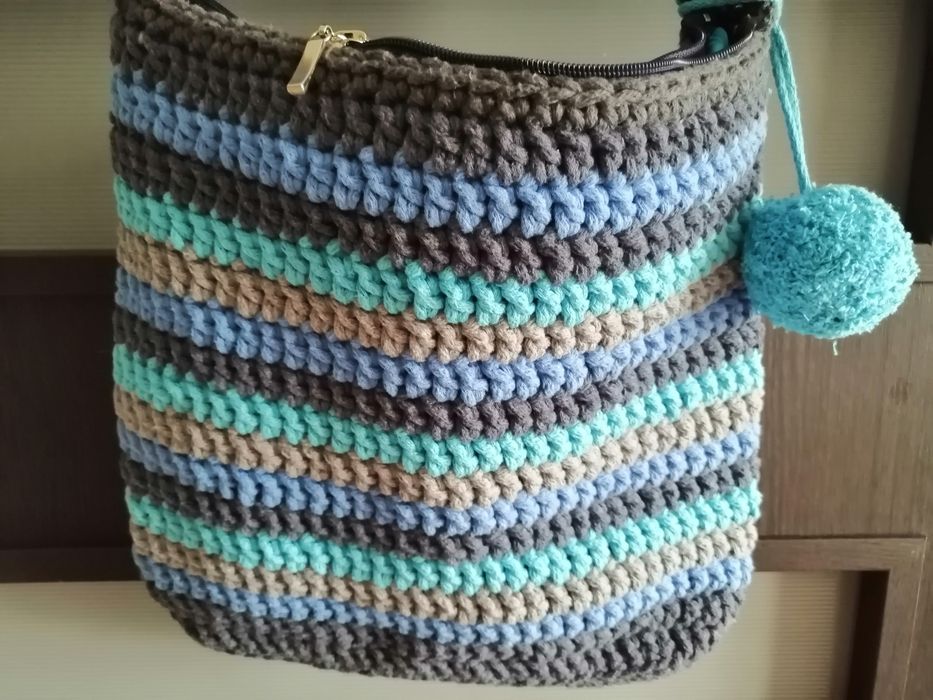 Torebka ze sznurka, szydełko, ręcznie robiona