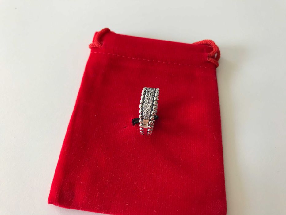 Anel Beaded Pavé Band Pandora em Prata de Lei 925 Novos
