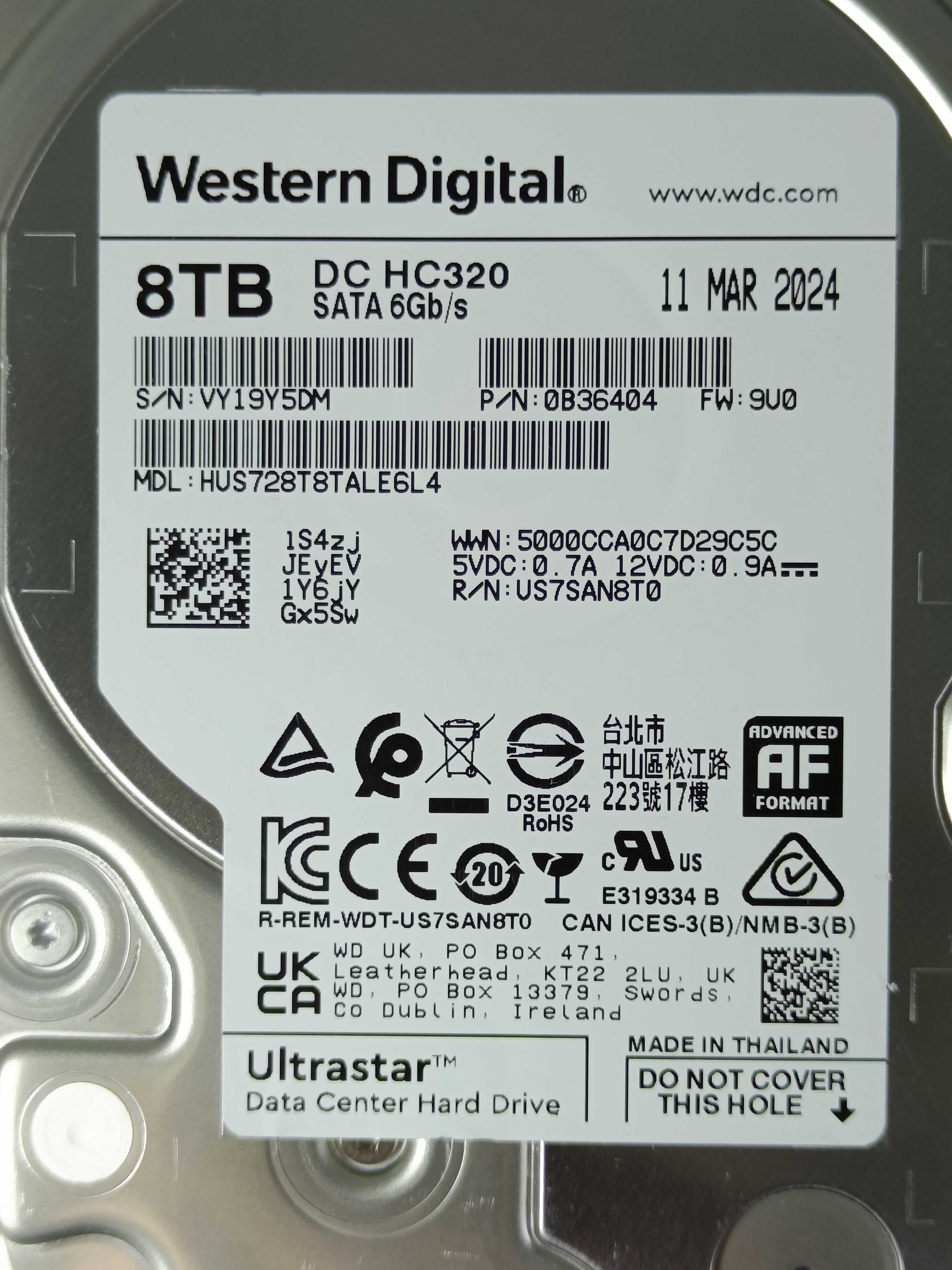 Хард диск HDD Hard WD 8TB DC HC320 7200RPM HUS728T8TALE6L4 2024 РОКУ!