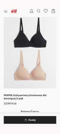 Zestaw MAMA 2-pak biustonosz do karmienia usztywniany 75D H&M