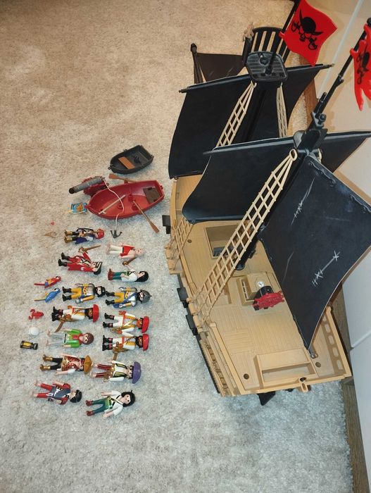 Duży statek piracki Playmobil łódki piraci