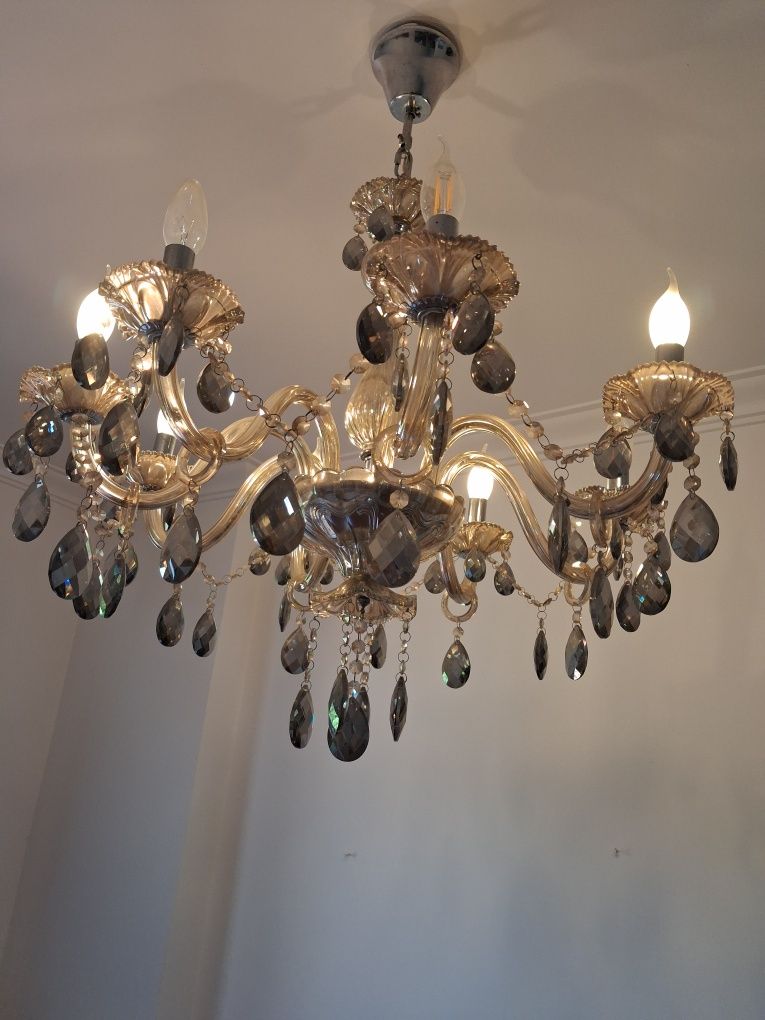 Lustre de cristal 8 lâmpadas
