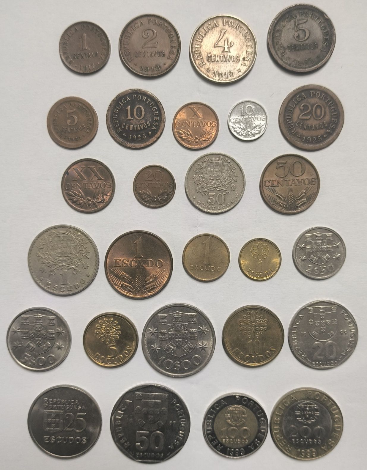 Moedas Escudos e Centavos