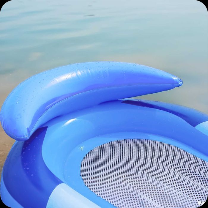dmuchany materac wodny z zagłówkiem leżak plażowy hamak nad wodę plażę