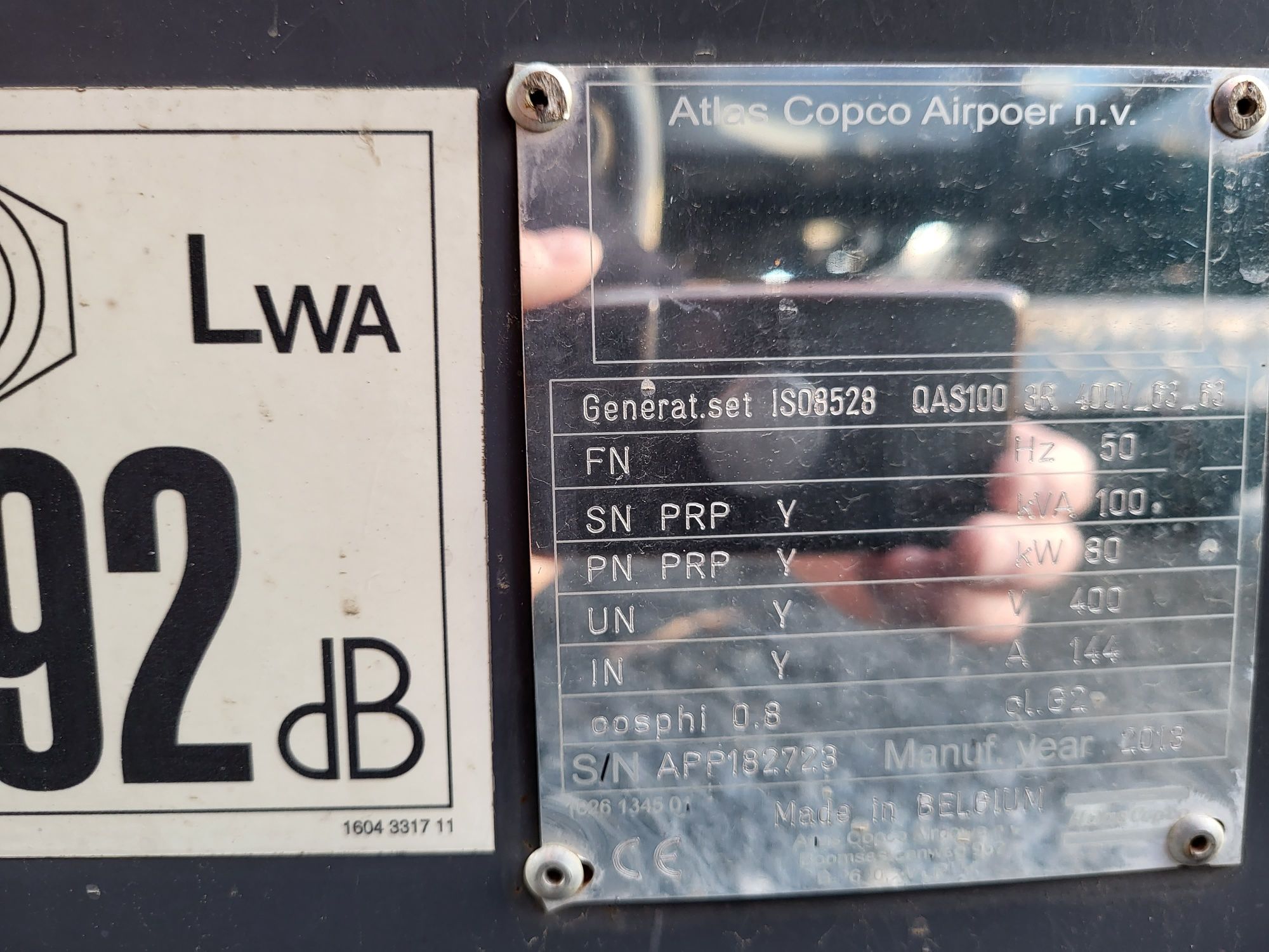 Agregat prądotwórczy Atlas Copco QAS100 100 Kva