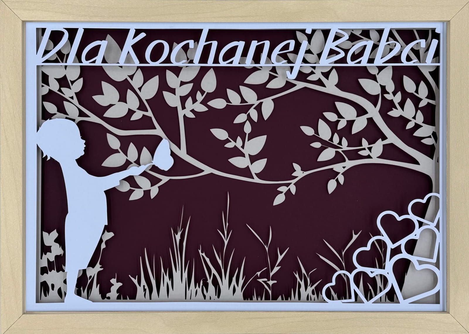 Ramka 3D shadow box Dla Kochanej Babci Dziecko 32x23