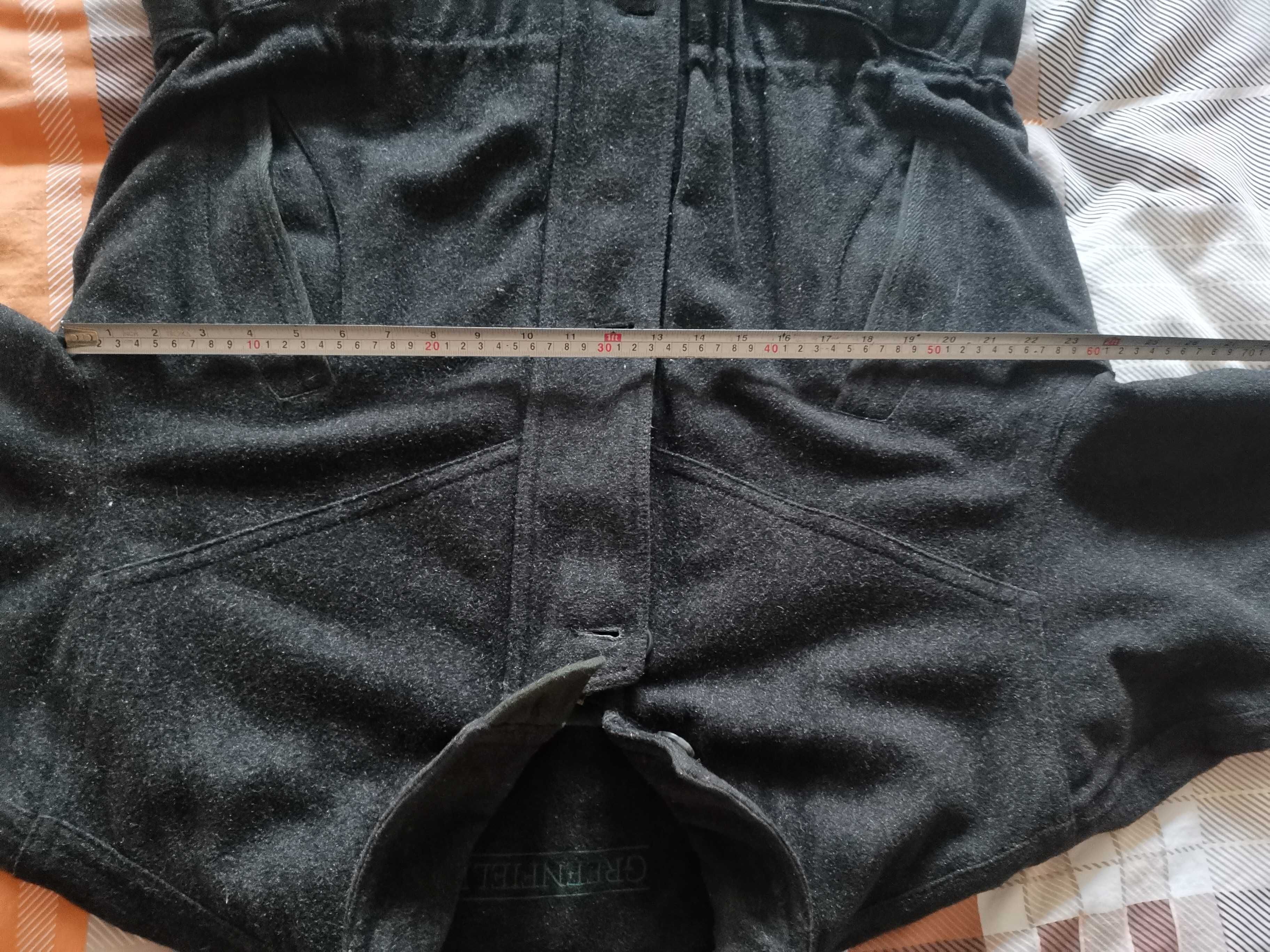 Płaszcz męski z wełny, czarny firmy Greenfield, używany, roz. 26 , XL
