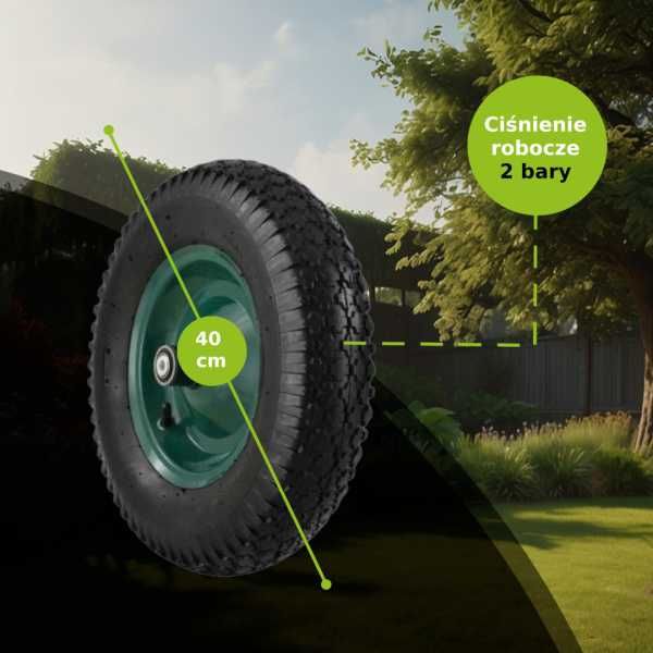 Taczka 100L, 250 kg Ocynkowana Misa Pneumatyczne Koło Solidna i Lekka