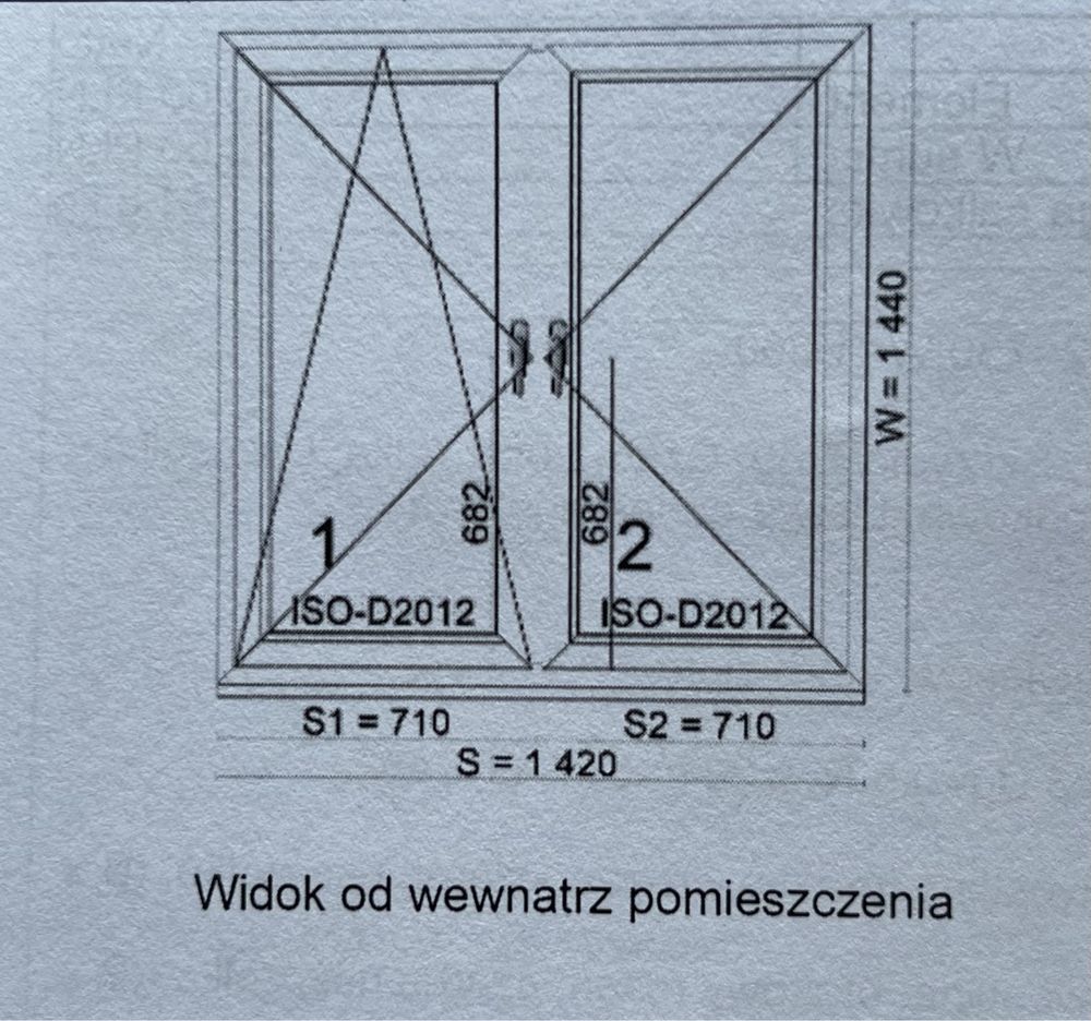 Okno 1420x1440 Dobroplast ORZECH - Nowe 2 szt