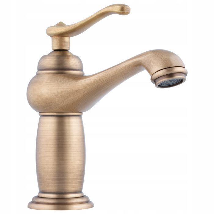 Bateria Umywalkowa Łazienki Wc Jednouchwytowa Stojąca Retro Kran Złota