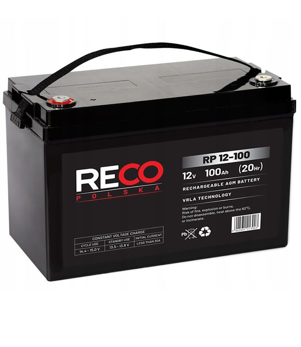 Akumulator RECO RP12-100 AGM bezobsługowy 12 volt 100Ah do UPS