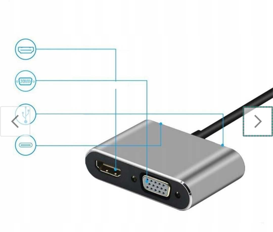Adapter USB-C Tradebit 6315 na 4 wejścia srebrny nowy