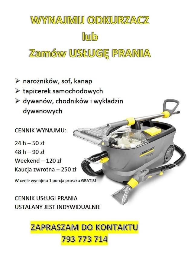 Wynajem odkurzacza piorącego Karcher Puzzi 10/1  proszek w zestawie!!