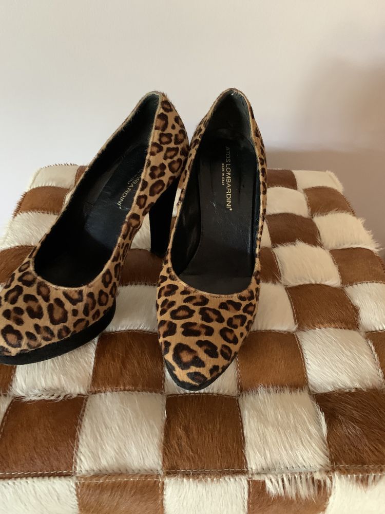 Sapatos altos italiano leopardo