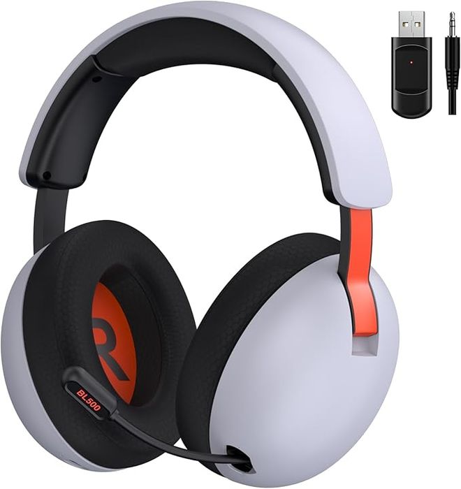 HASACOOL Bezprzewodowy Zestaw Słuchawkowy Gamingowy z Mikrofonem Biały