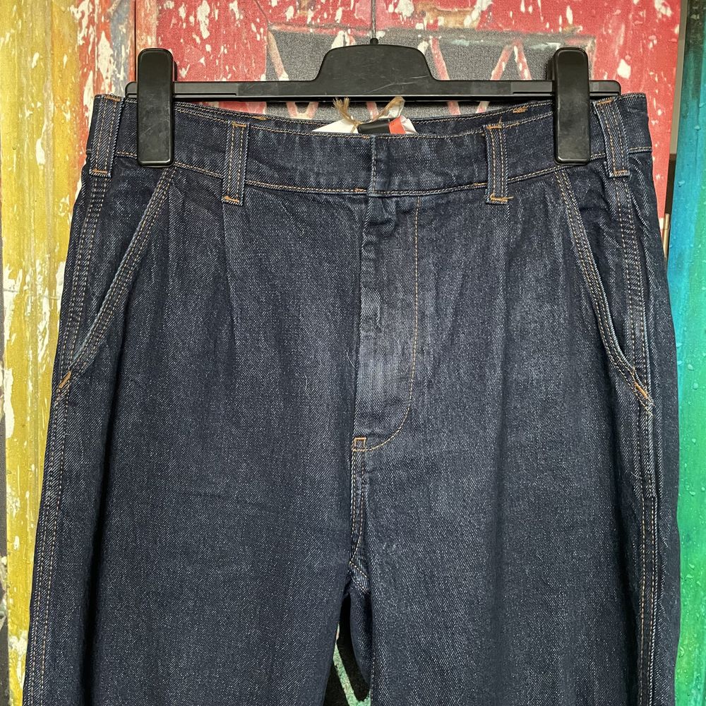 Granatowe baggy spodnie jeansowe Zara Relaxed [40]