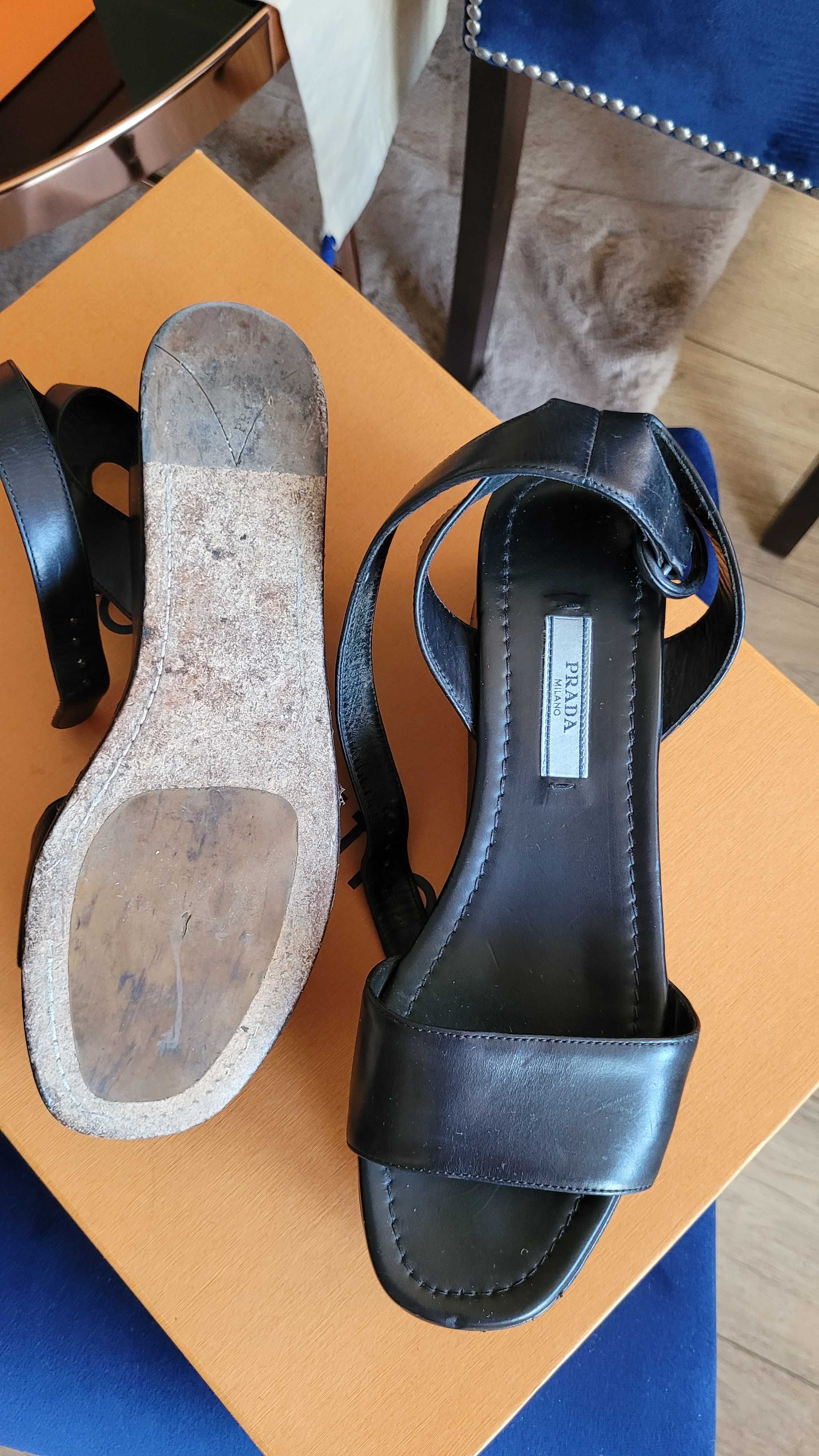 Koturny Platformy PRADA Milano Nero 38  ORGINAL Skóra OKAZJA!