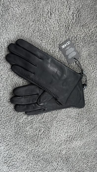 Ochnik czarne skórzane skóra rękawiczki męskie modne jesień 8,5