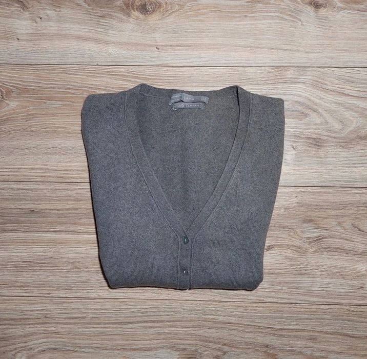 Sweter kardigan 100% kaszmir szary brązowy