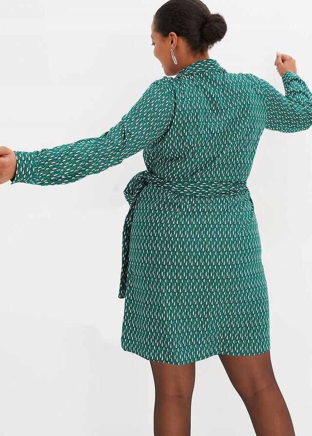B.P.C sukienka kopertowa we wzory zielona r.36