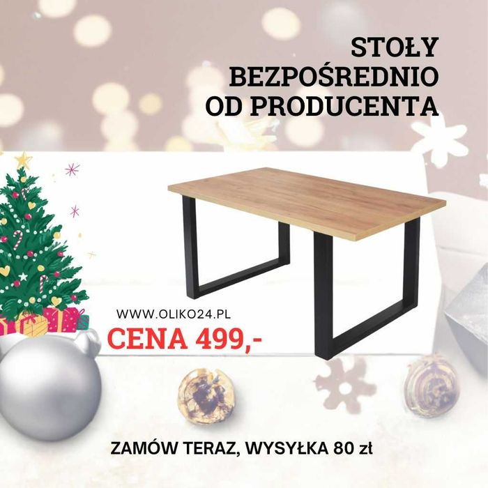 Stół w stylu loft na metalowych nogach  do jadalni, kuchni lub salonu