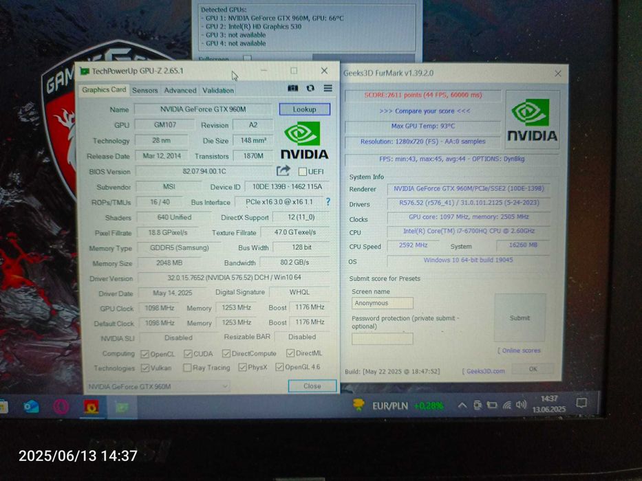 Laptop MSI i7 8x2.5GHz 16GB GTX960 SSD+HDD - zasilacz