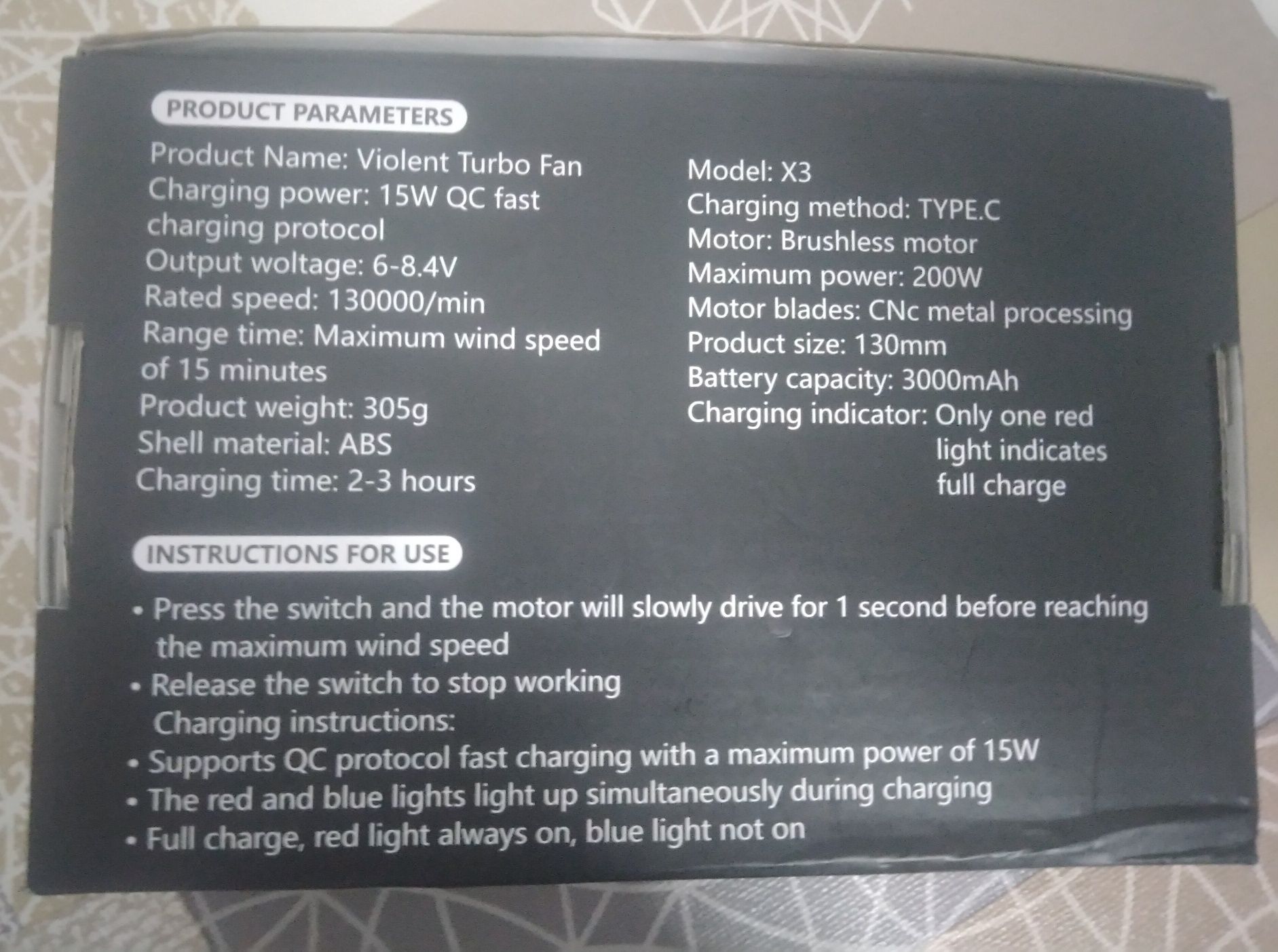 Mini turbo jet fan 200w
