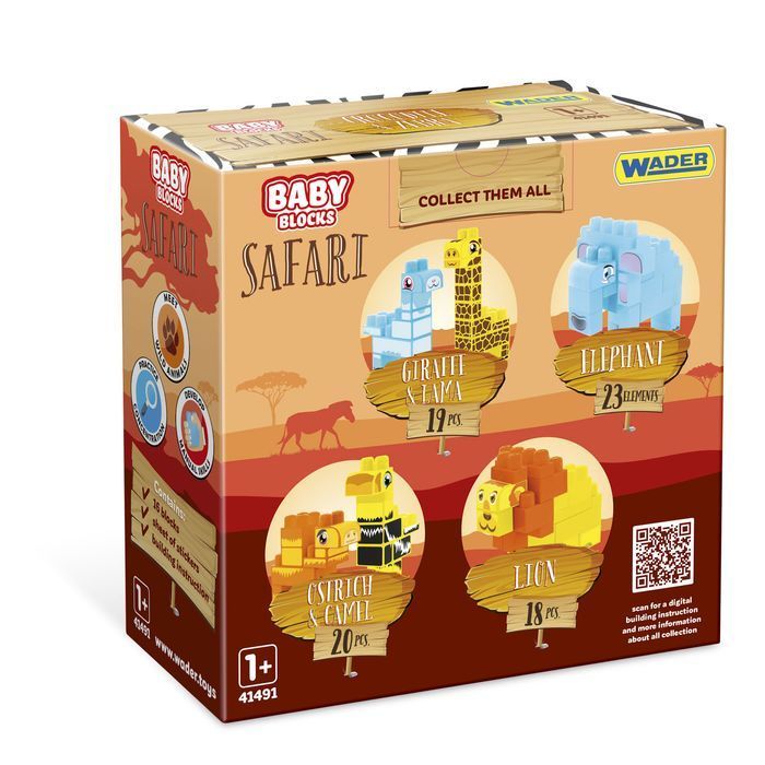 Klocki Dla Dzieci Wader Struś I Wielbłąd Safari 20 El.