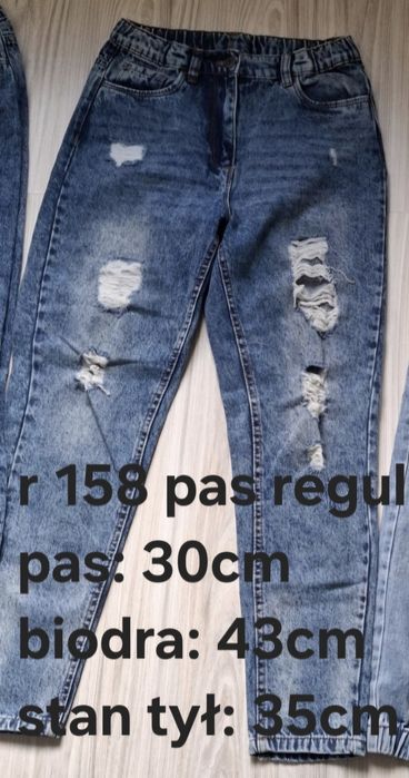 Spodnie jeansy Destination r 158, 164 + bluzy HM