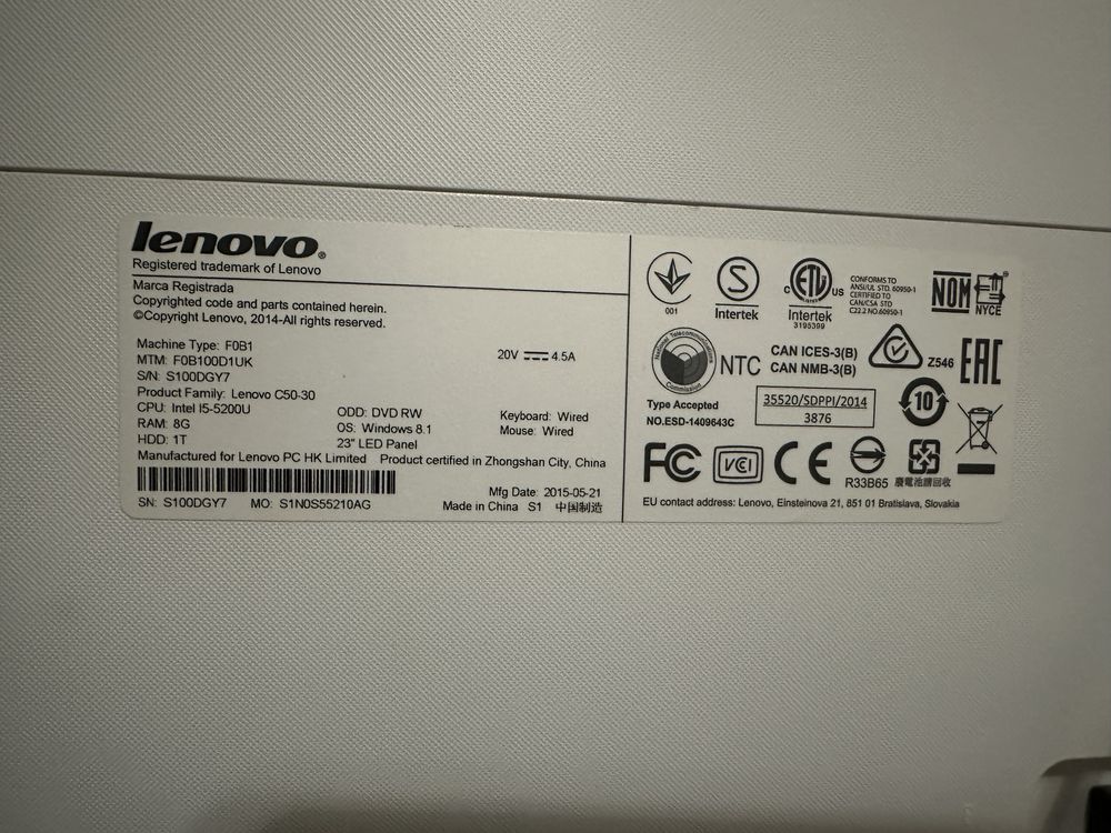 Моноблок Lenovo C50-30 All-in-One 23 дюйма