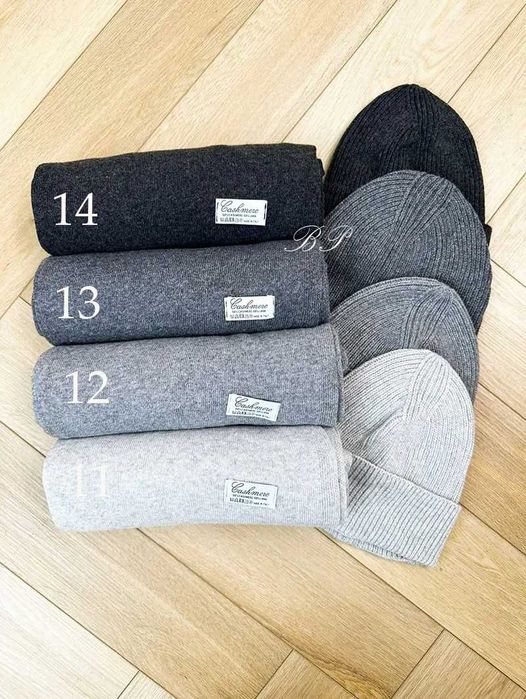 Zestaw Komplet 50% Kaszmir 50% Wełna Szalik Czapka Kaszmirowy Kolory