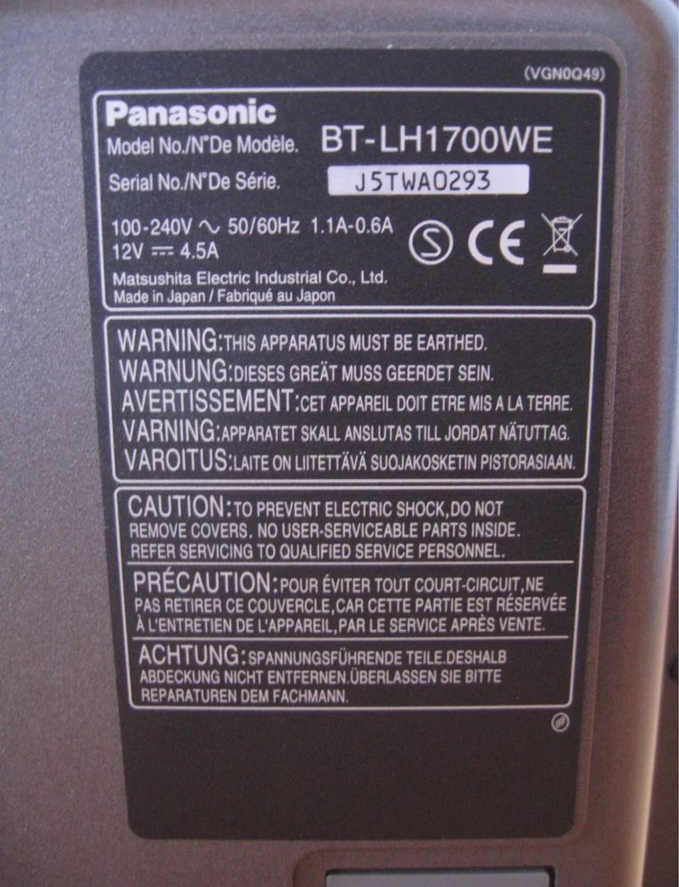 Monitor video HD profissional Panasonic  BT-LH1700WE  hd-sdi