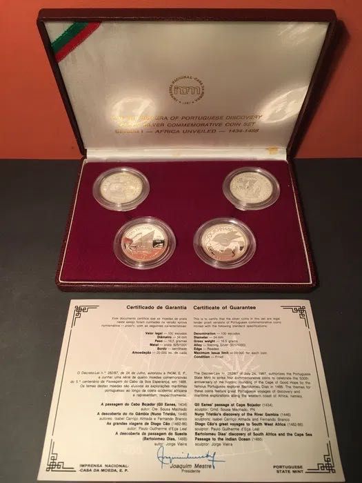 4 MOEDAS DE PRATA PROOF - V centenário Cabo da Boa Esperança 1988