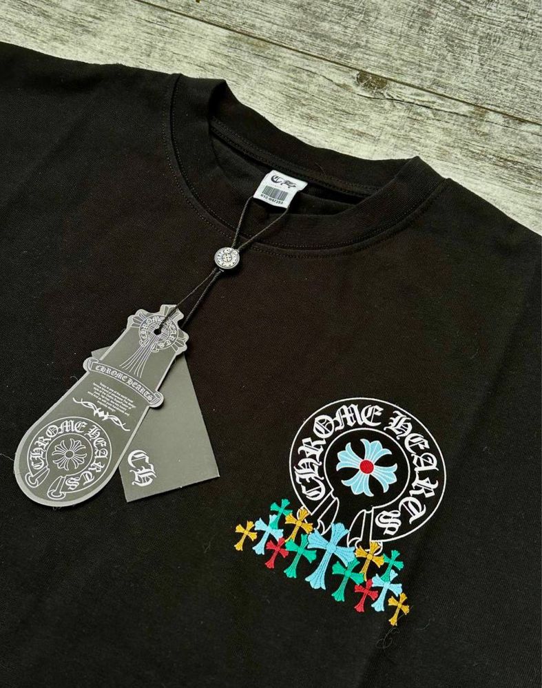 Футболка Chrome Hearts черная размер S на подарок  хром хартс