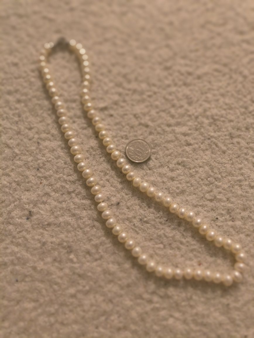 Naszyjnik z naturalnych pereł – 6 mm, 44 cm