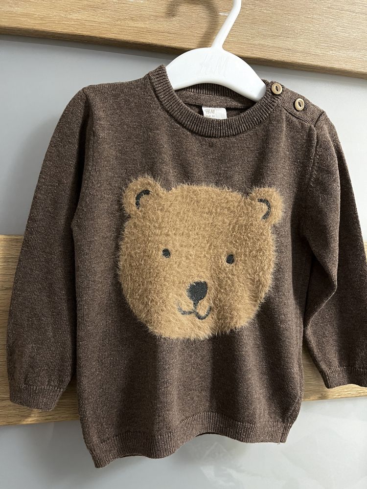 Cienki sweter z Misiem H&M rozmiar 86