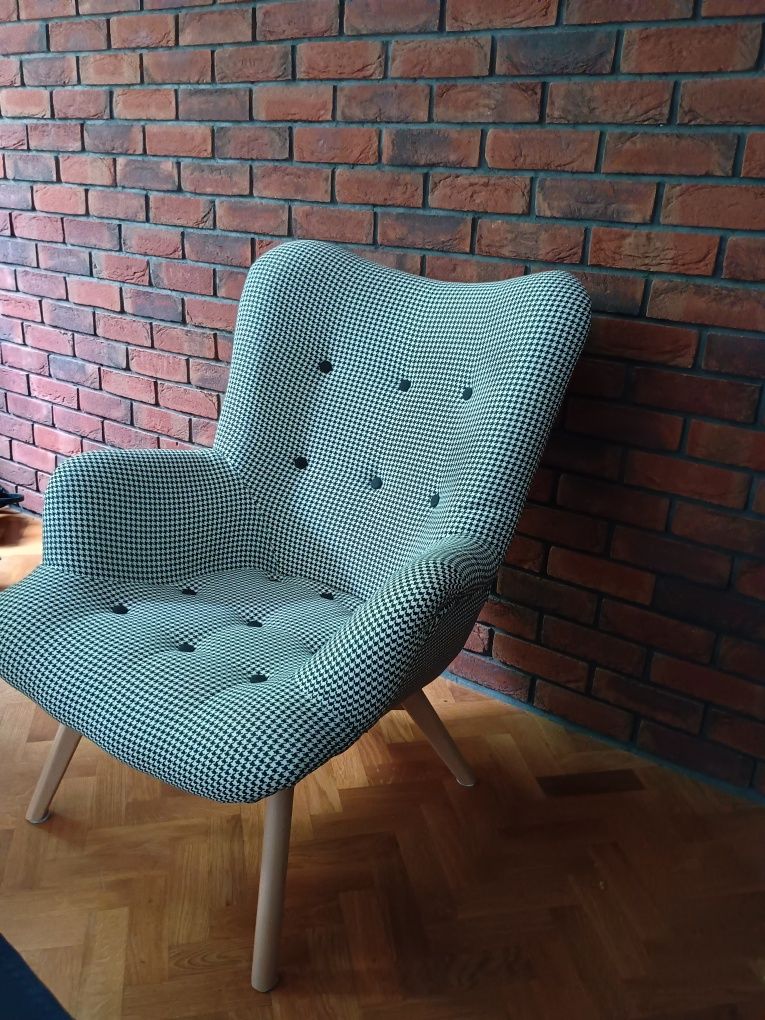Fotel uszak Flori pepitka jak nowy