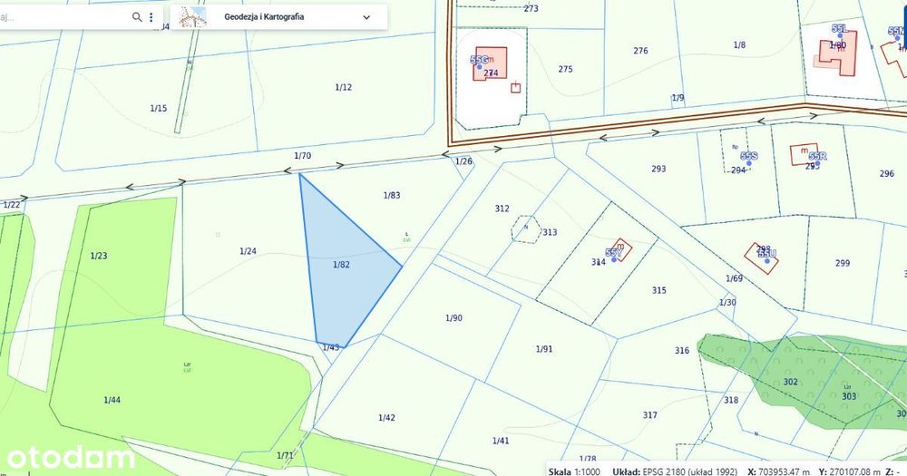 Sprzedam działkę budowlaną w Grzybowie 2007m2 (MPZP)