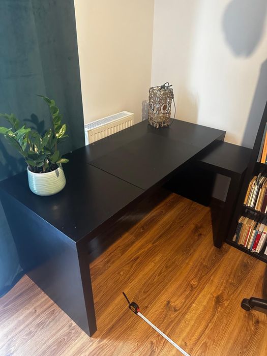Biurko czarne Ikea z dostawka