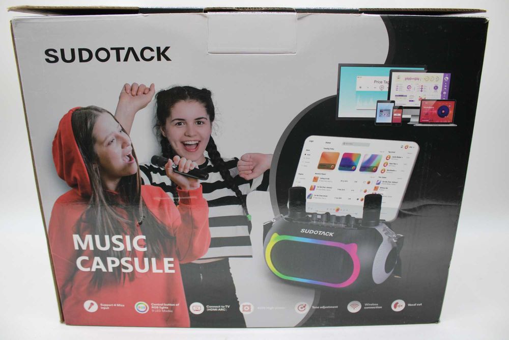 Zestaw do karaoke SUDOTACK KM300 + 2 mikrofony bezprzewodowe Bluetooth