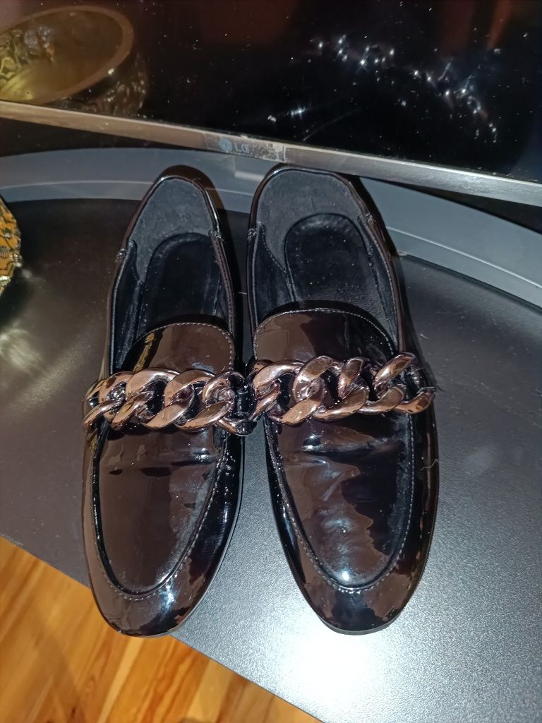 Buty damskie 38 mokasynki CCC gruby łańcuch