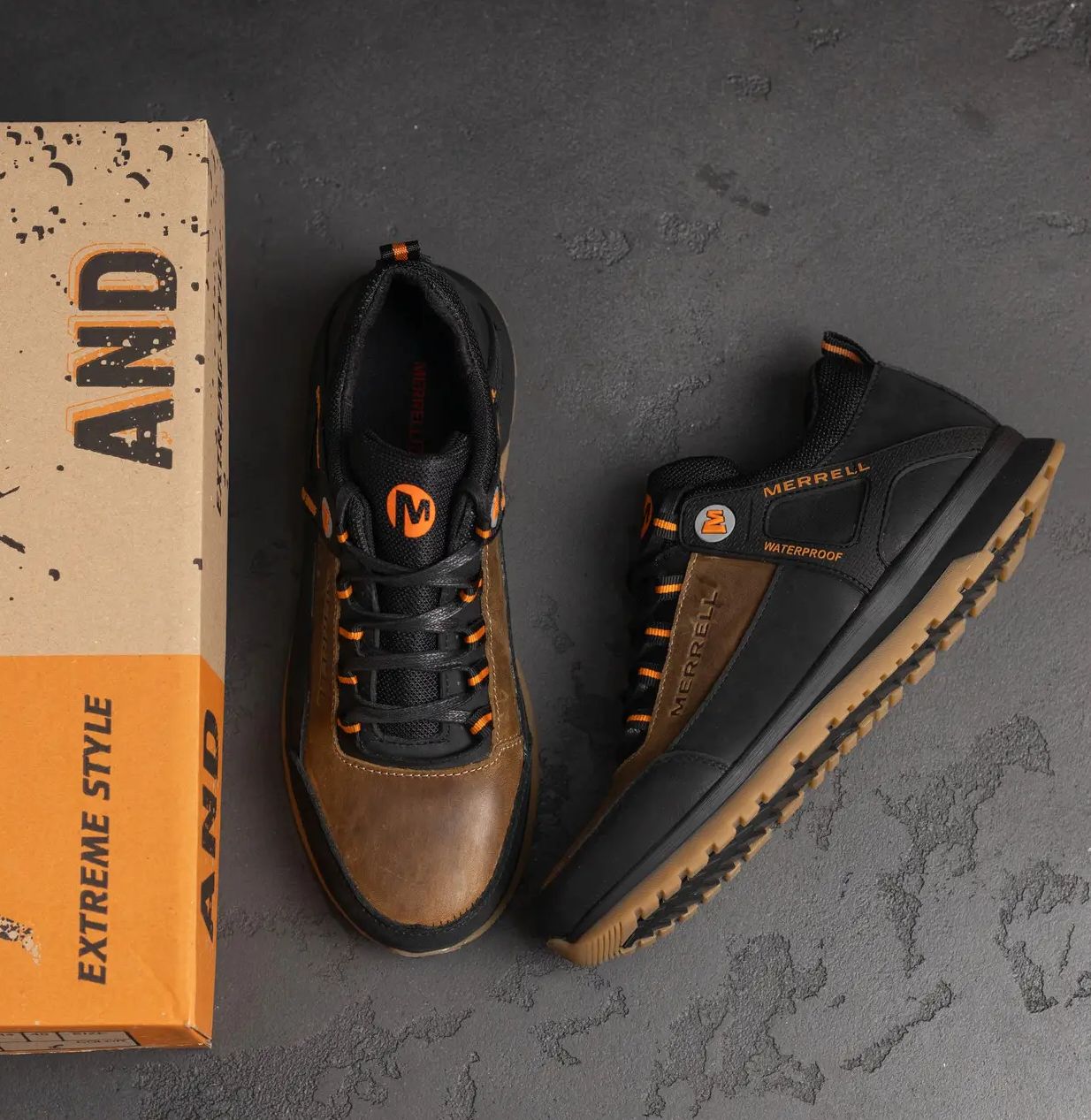 Кожаные кроссовки Merrell мужские коричневые, мужская спортивная обувь