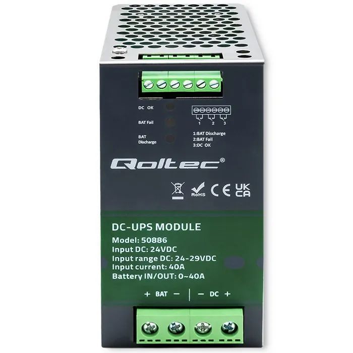 Moduł UPS DC na szynę DIN Qoltec 40A 24V - 50886